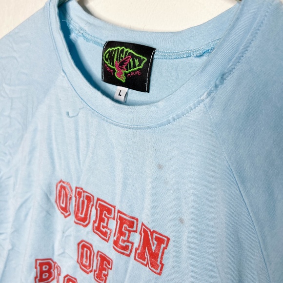 Y2K OMIGHTY Offensive Babydoll Tee Shirt Queen of BJ - Picture 3 of 10